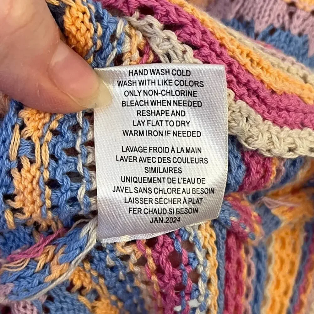 Z Supply Santa Cruz Crochet Beach Maxi Dress S Cover Up Resort Boho Striped - Picture 6 of 11